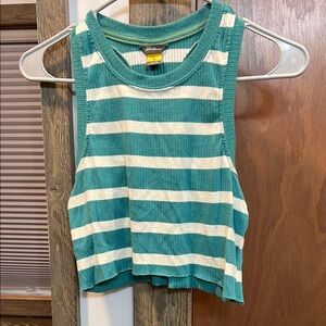 Eddie Bauer Teal and White Striped Crop Top